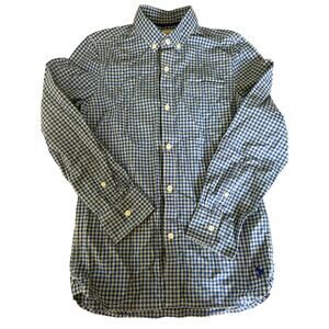 Mini Boden Blue Plaid Button Down Shirt szie 11-12